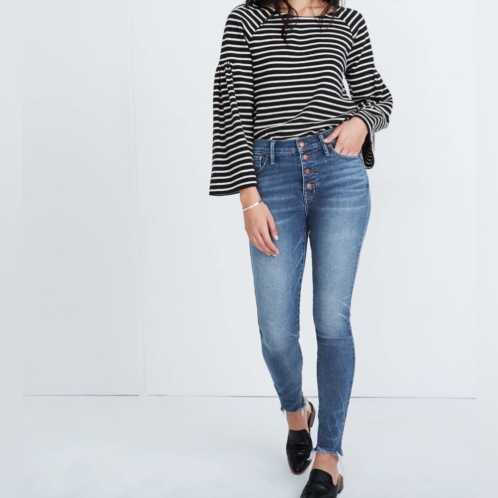 Madewell 10” High-Rise Skinny Jeans Cordova Wash Button Front size 25